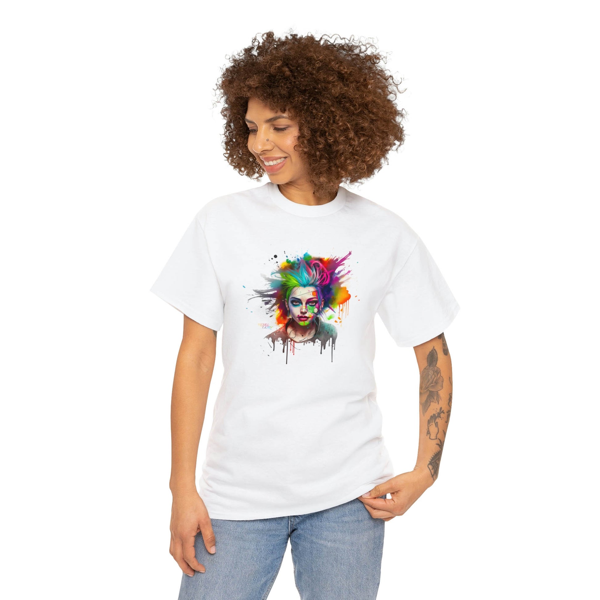 This white T-shirt for women is specially designed for Rebels! This Rebel Fairy represents a strong, powerful woman who does whatever the f*ck she wants! Get your Rebel Fairy Tee on now!