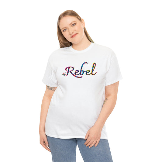 White #Rebel t-shirt for woman. Heavy 100% cotton tee only for rebellious spirits! Are you a rebel?