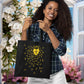 black cotton chopping bag with 'good luck finding the key to my heart' meme