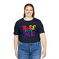 Proud to be me t-shirt for women. This navy shirt has our colorful meme written at the front of the t-shirt and is designed for those who are so proud of themselves!