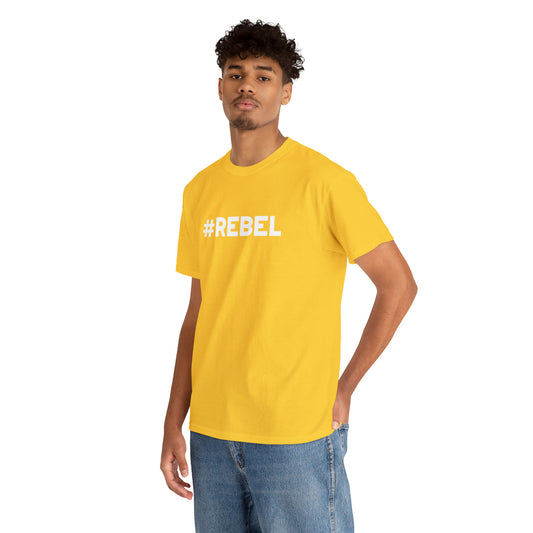 Daisy colored men’s t-shirt with white #REBEL meme printed at the front of the t-shirt. This t-shirt can only be worn if you are a rebel by heart!