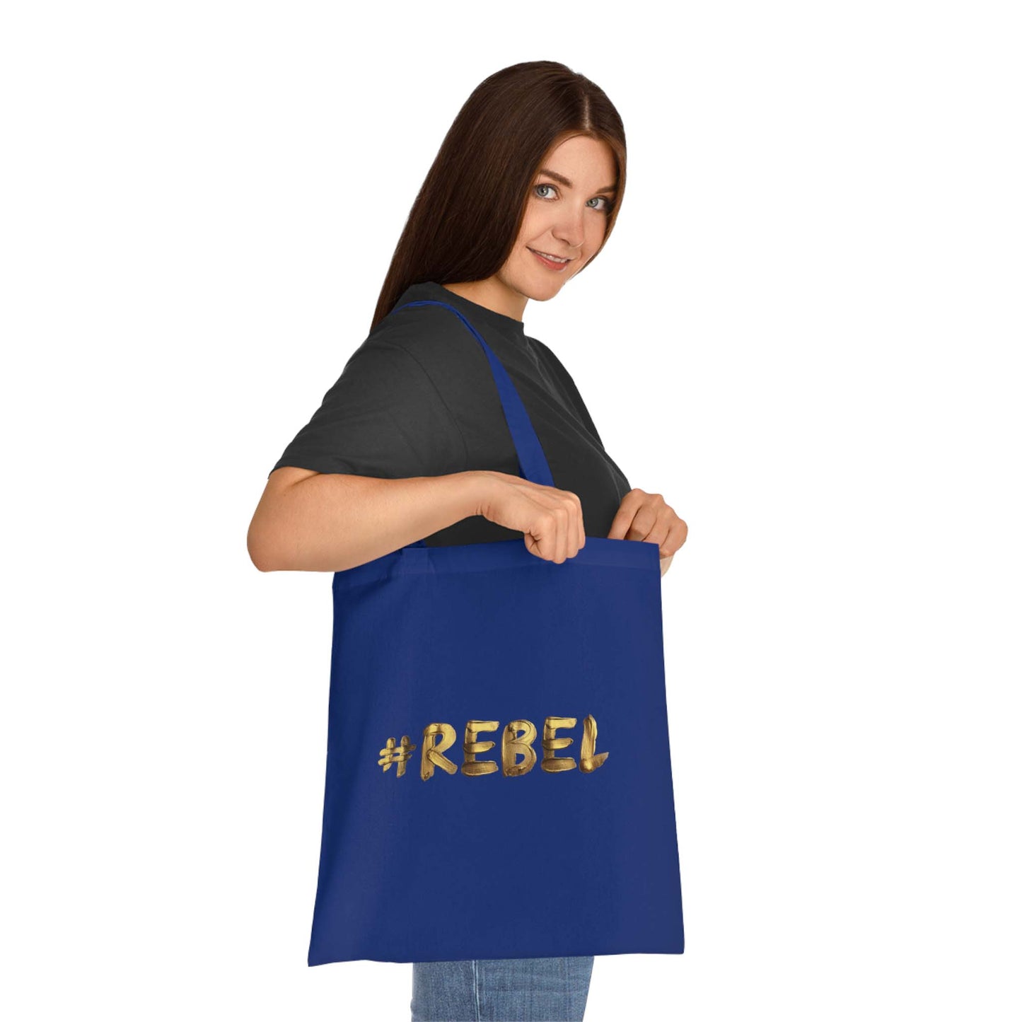 Navy blue shopping bag with #REBEL meme! Only if you are a rebel you can use this as your shopping bag!