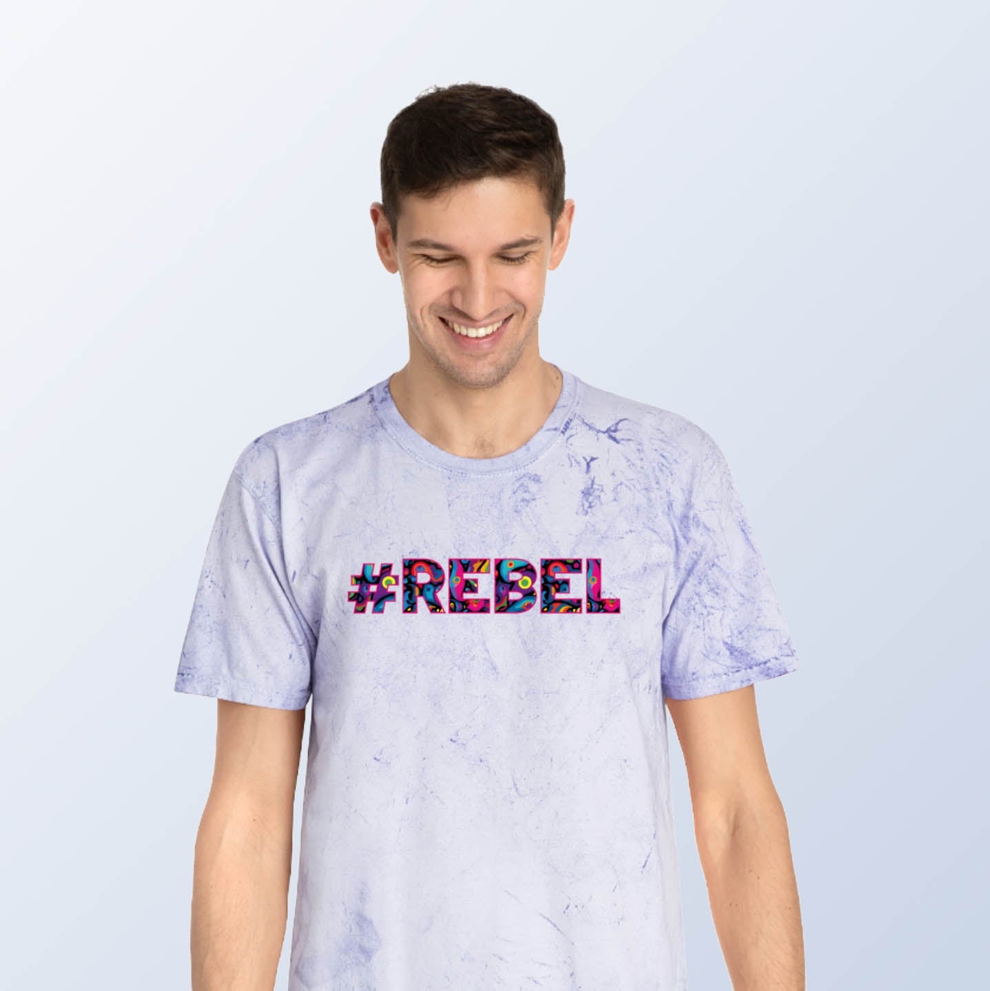 This tie dye t-shirt for man has soft purple colors and has our famous #REBEL meme printed at the front of the shirt. If you are a rebel, you would definitely make a statement with this tie dye shirt!