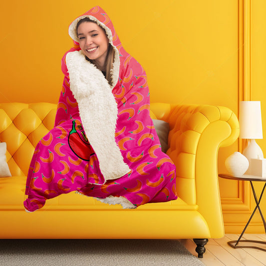pink snuggly with orange peppers and extremely hot weirdo meme