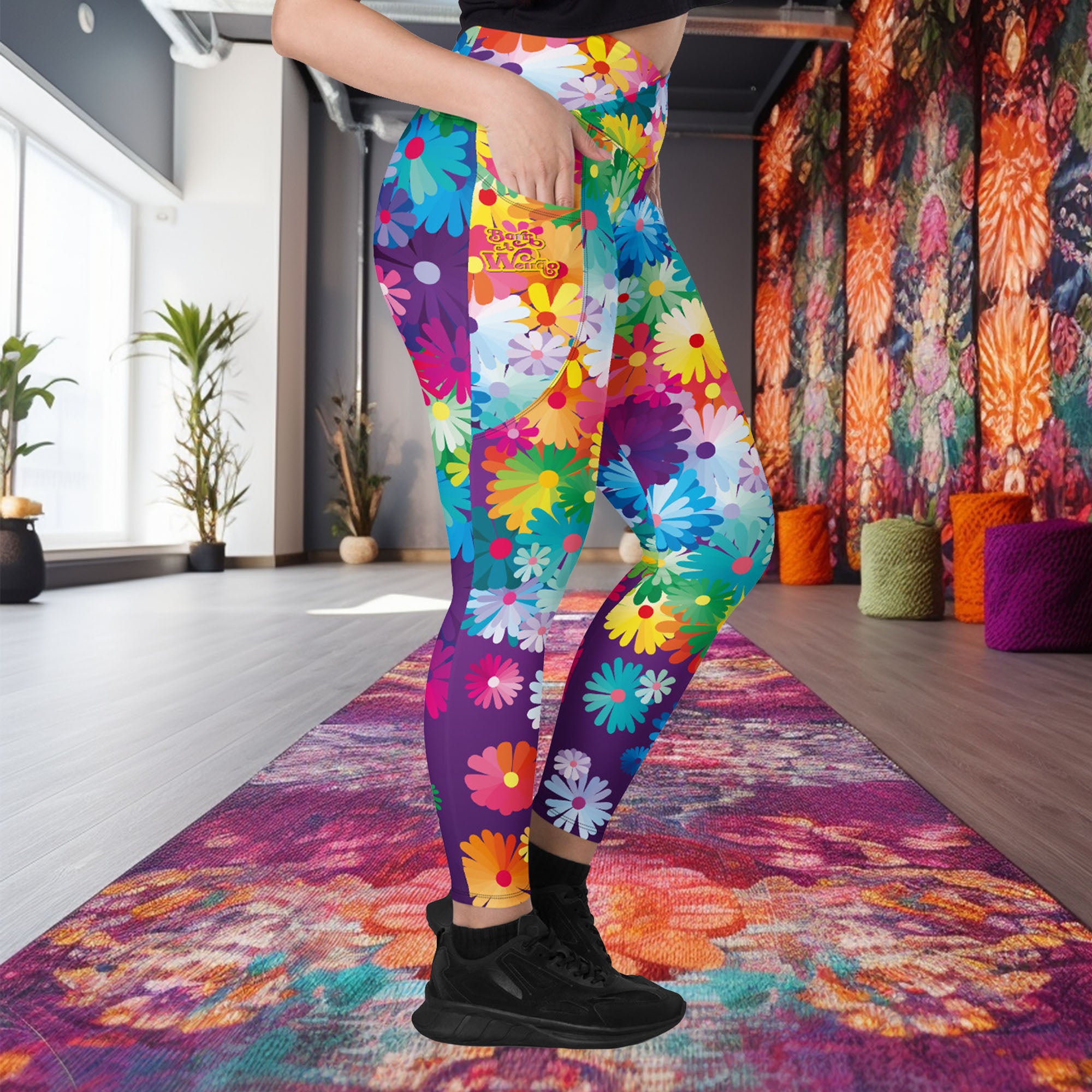 Colorful Graffiti Print Yoga Leggings High Stretch Runing - Temu