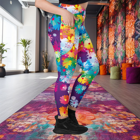 Colorful flower leggings for yoga or to hit the gym! Of course our favorite meme is printed at the right pocket of the legging; Born a Weirdo