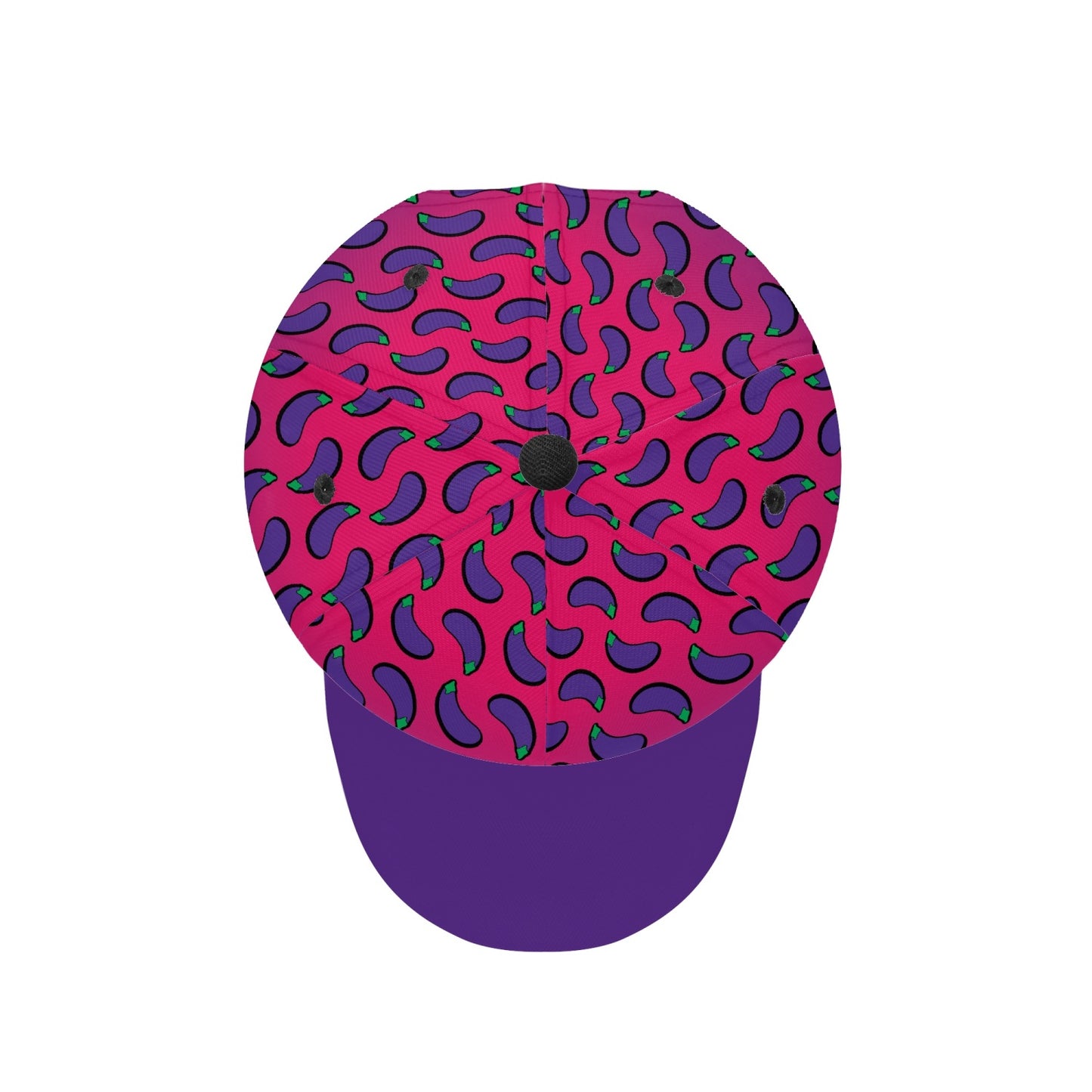 #WEIRDO | This is what our #WEIRDO baseball cap looks like from above! Pink and purple cap with 'eggplant' pattern.