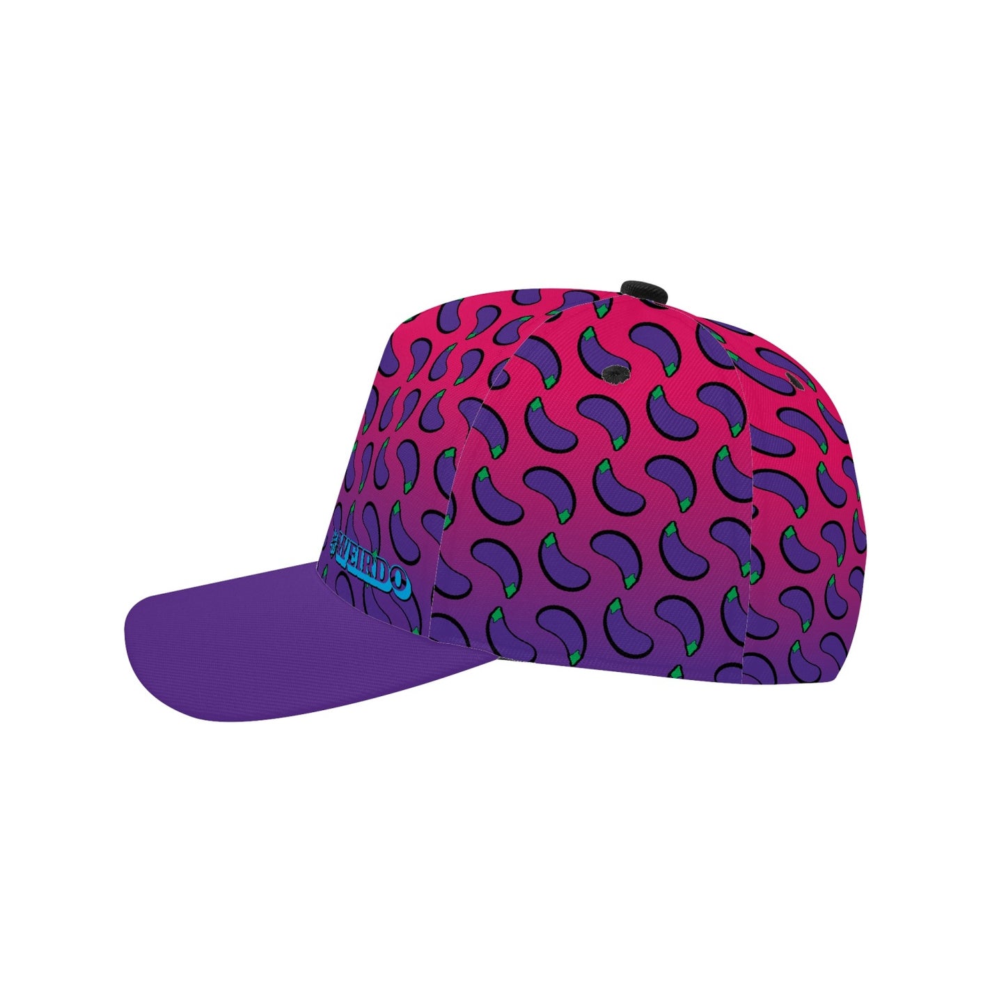#WEIRDO | Let's weird up with this baseball cap! Eggplants all over printed with our logo printed at the front.