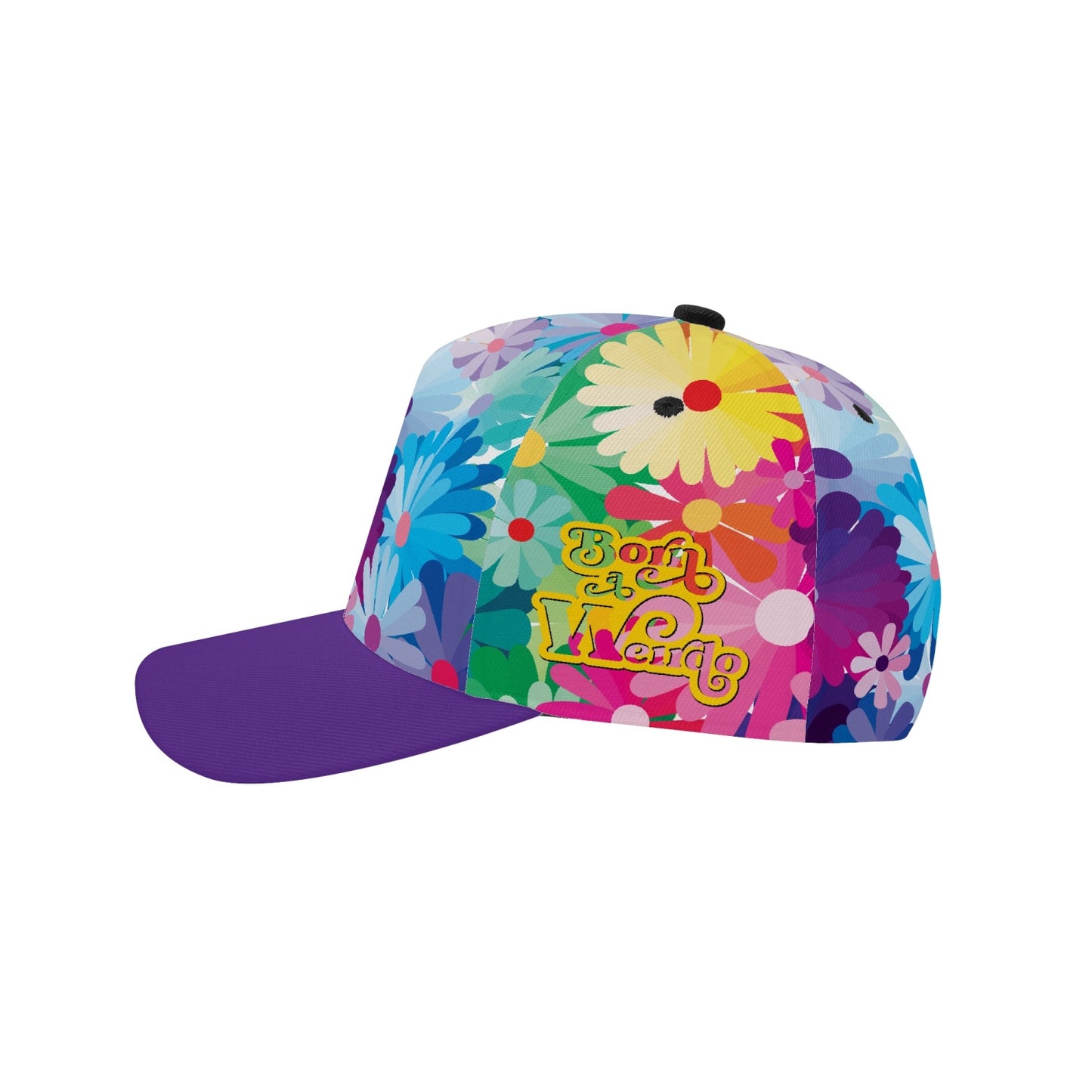 #WEIRDO | Side of our 'Born a Weirdo' cap. Colourful flowers are printed on the cap, so pretty but still weird with the funny meme.