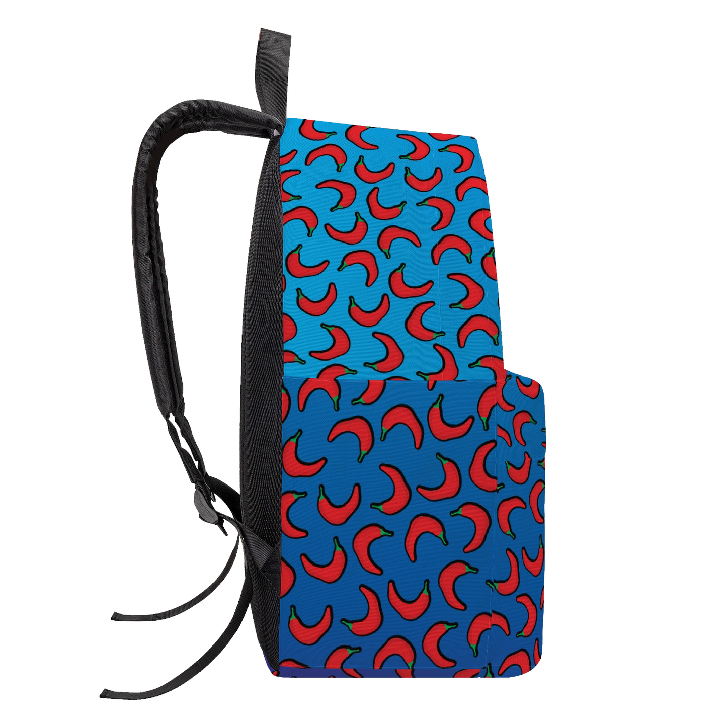 #WEIRDO | Awesome backpack for weird people! Are you a weirdo looking for weird stuff? Maybe you like this backpack! This blue backpack with striking red peppers makes you stand out! Not only the colours, but also the Extremely Hot Weirdo fun meme makes you stand out!