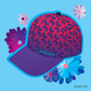 #WEIRDO | Baseball cap for weirdos! Pink and purple cap with 'eggplant' pattern and out #WEIRDO fun meme.