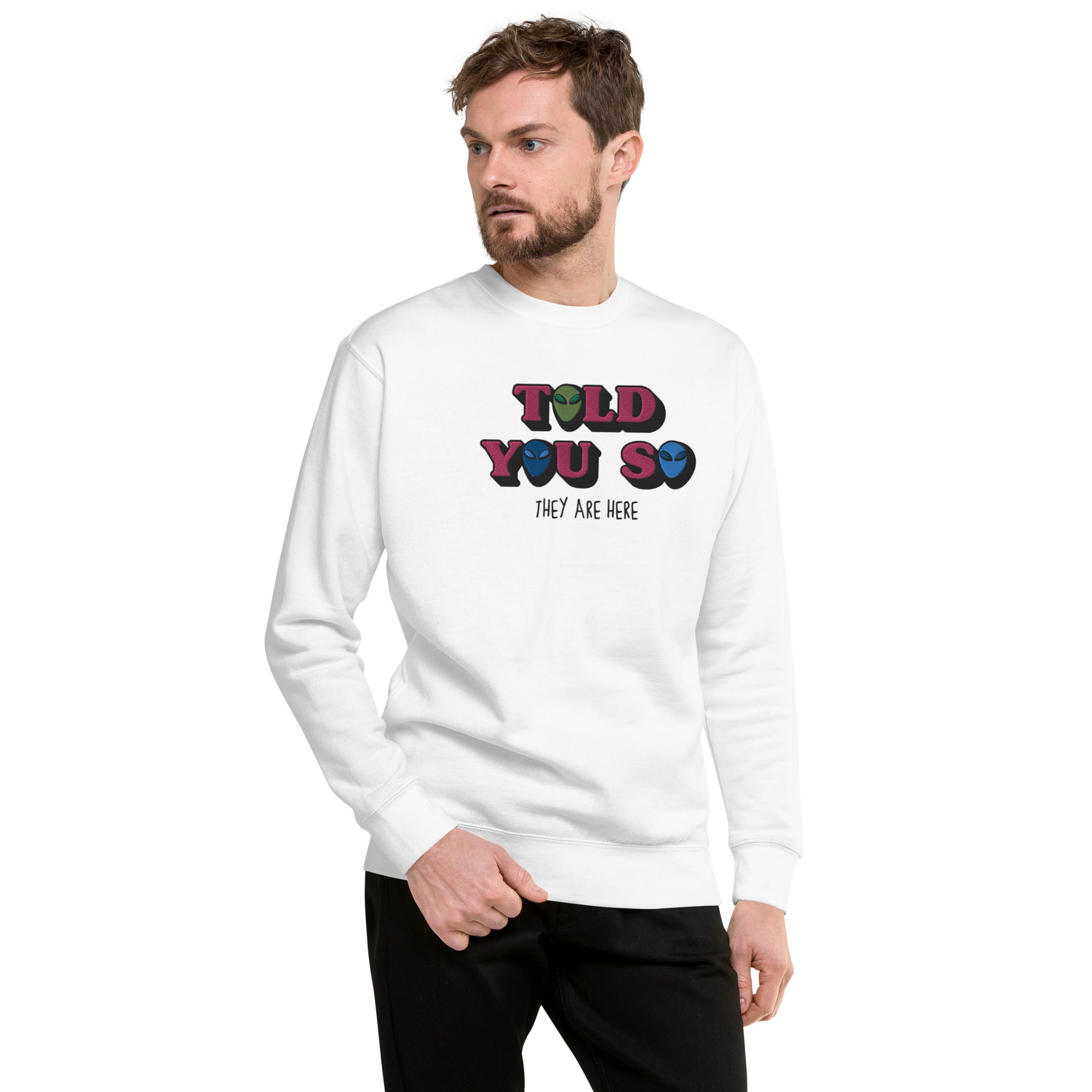 Men's sweatshirt | Alien Conspiracy Theory meme: TOLD YOU SO embroidery