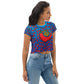 #WEIRDO | Welcome to our funny t shirt website! We got funny t shirts for women like this crop top. This blue crop top has contrasting red peppers printed all over and has our Extremely Hot Weirdo meme printed at the front.