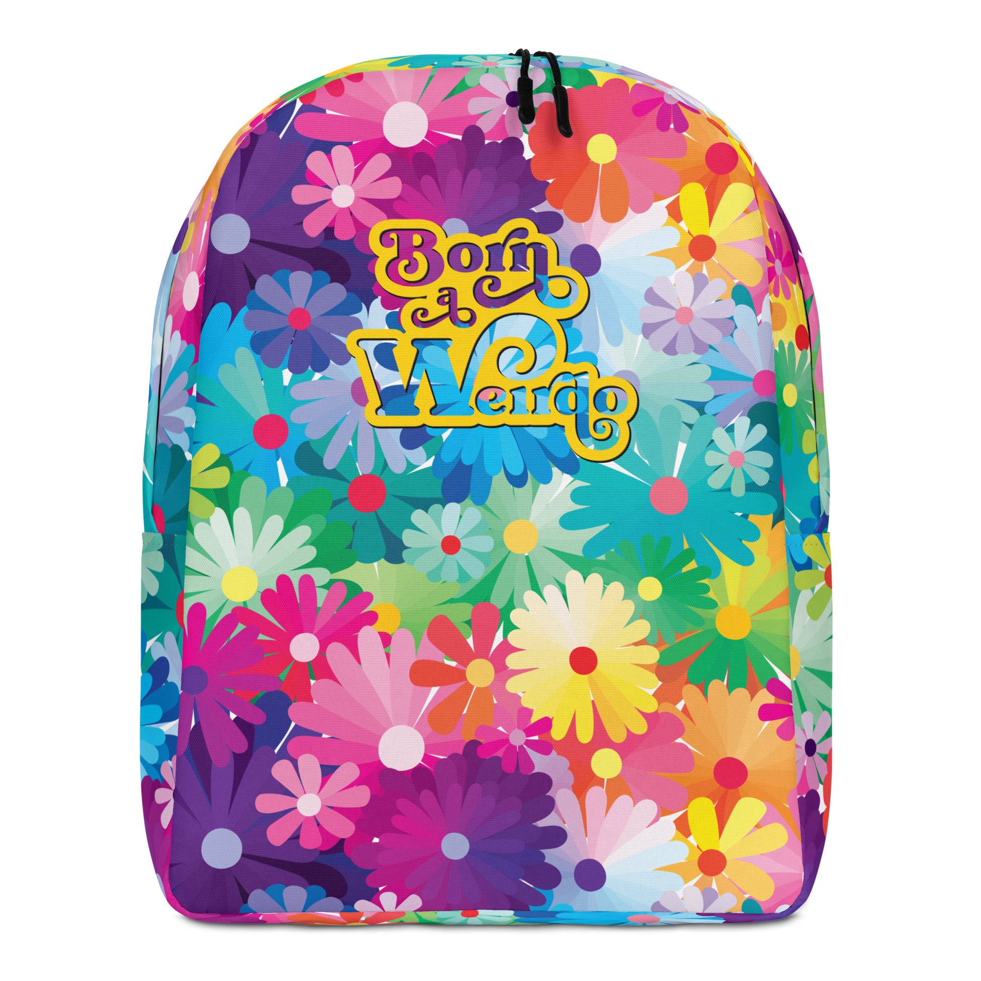 #WEIRDO | This colourful minimalistic backpack is specially made for you weirdos who are born this way! Flowers are printed all over this backpack and our fun meme is at the front of the minimalist backpack: Born a Weirdo.