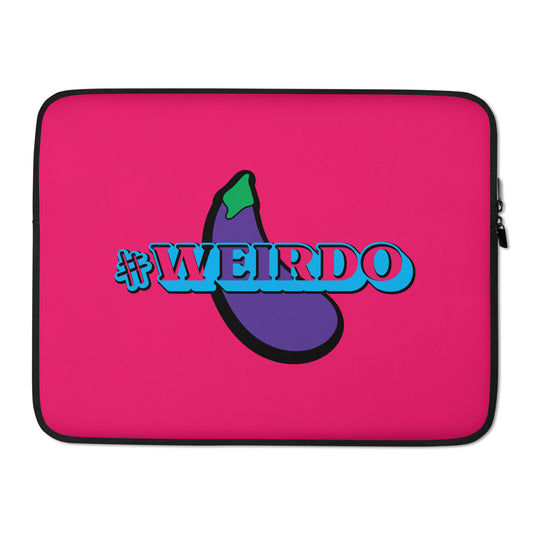 #WEIRDO | Awesome bright pink laptop sleeve with the #WEIRDO fun meme printed at both sides of the sleeve. Check out more partygifts in our online store for awkward people! Funny laptop sleeve 15 inch and 13 inch.