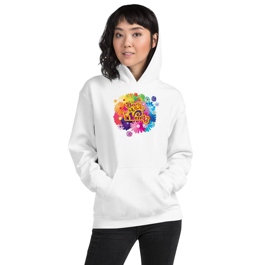 #WEIRDO | White hoodie design with print at the front. Flowers with fun meme: Born a Weirdo. Hoodie design.