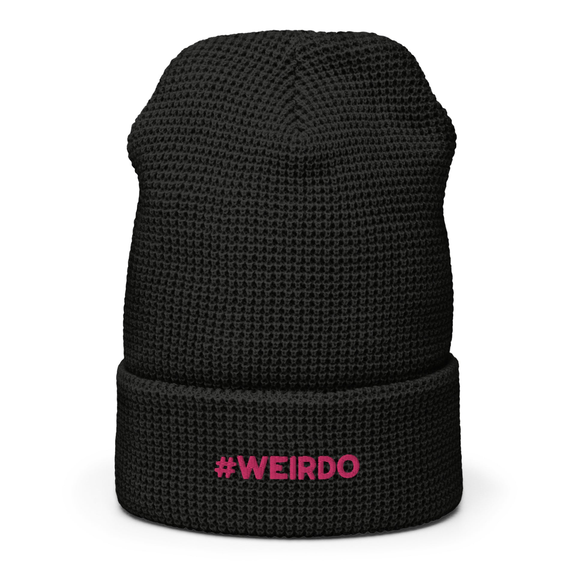 #WEIRDO | Waffle beanie hat with pink #WEIRDO embroidery at the front. This funny beanie is for weird men and weird women only!