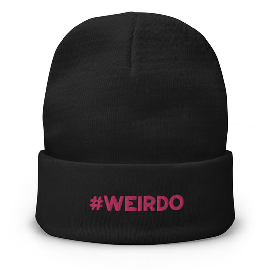#WEIRDO | Funny beanie but weird. This black beanie has the #WEIRDO meme embroidered at the front of the funny beanie men and women. Check out all weird gifts for weird people!