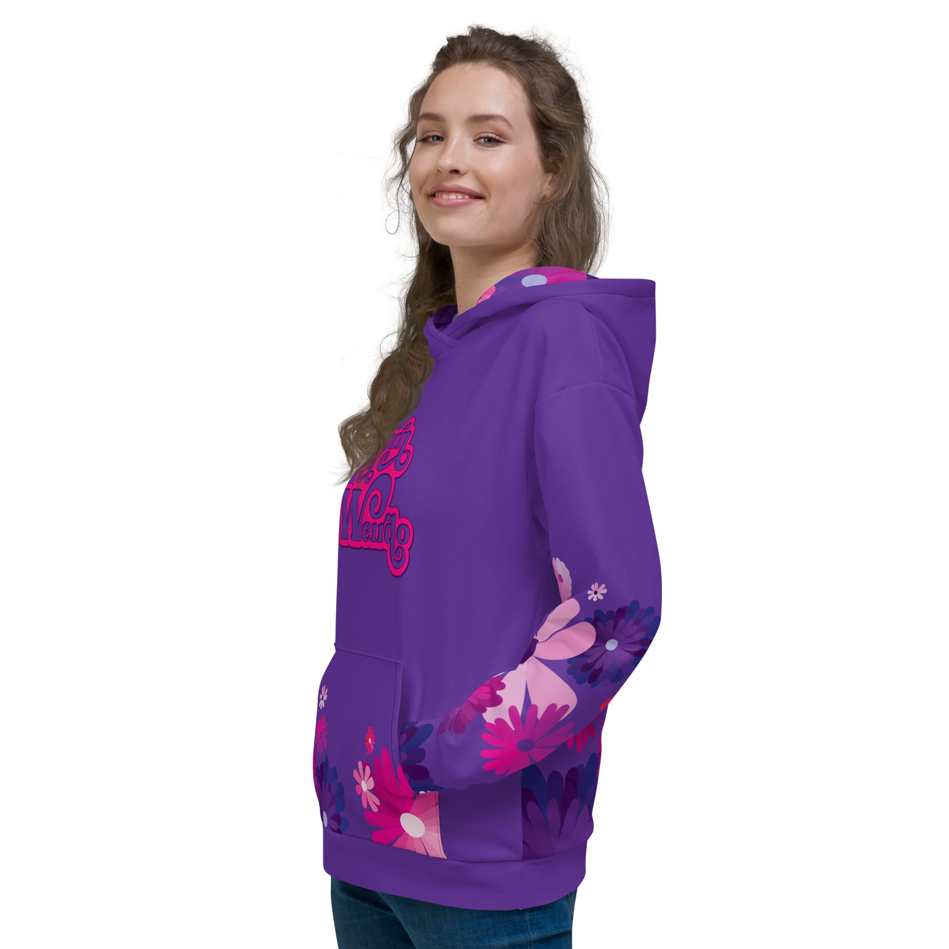 #WEIRDO | Are you BORN A WEIRDO? Check out this awesome hoodie for weirdos who are born this way! Purple hoodie with pink flowers.