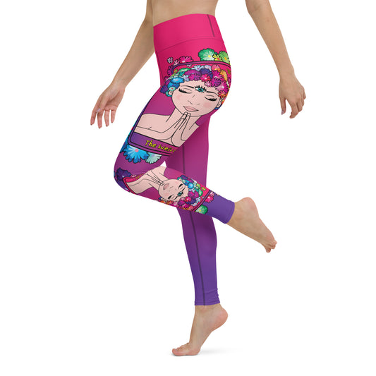 WEIRDO | If you are into tarot cards, spirituality and yoga, then this yoga pants is designed for you! This pink and purple yoga legging has THE WEIRDO tarot card printed on the yoga pants 3 times.