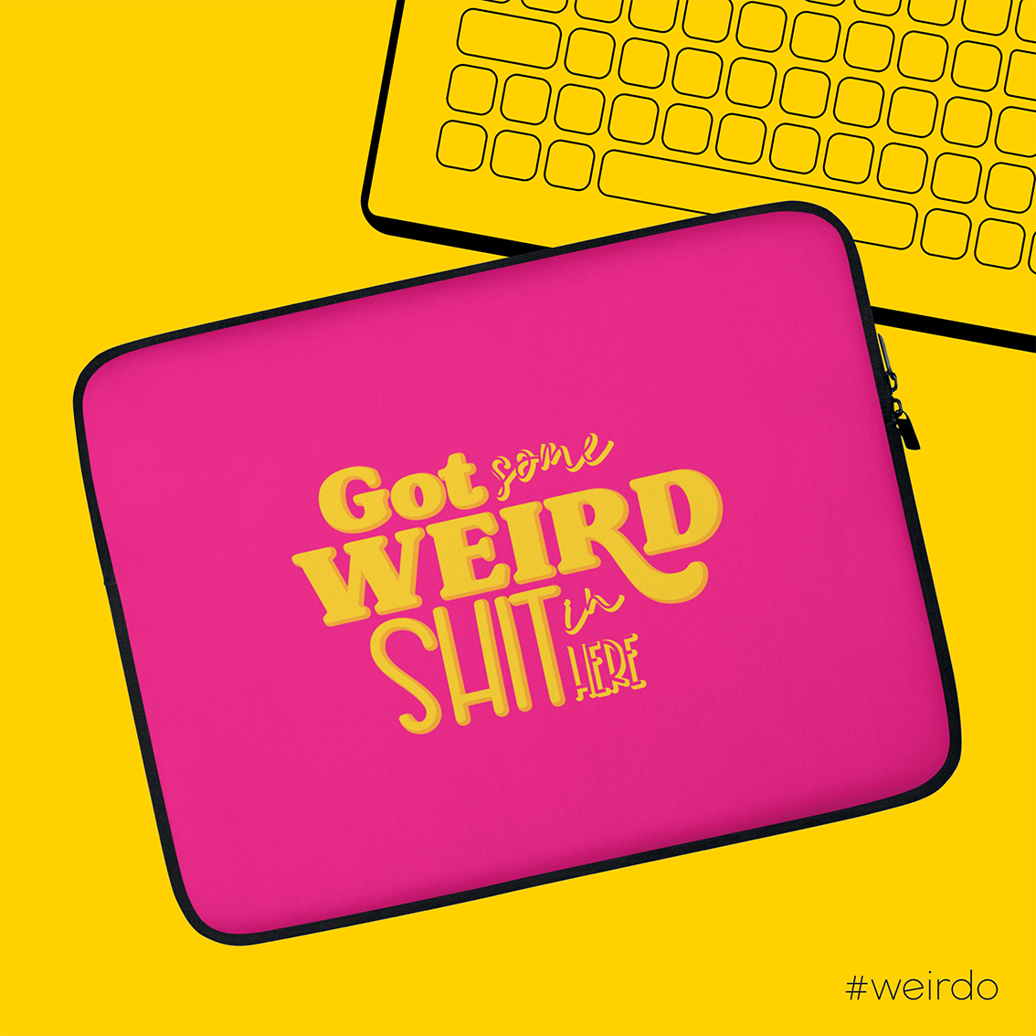#WEIRDO | Awesome laptop sleeve for 13 and 15 inch laptops! Bright Pink and Yellow sleeve to protect your laptop with all the weird shit you are hiding in there!