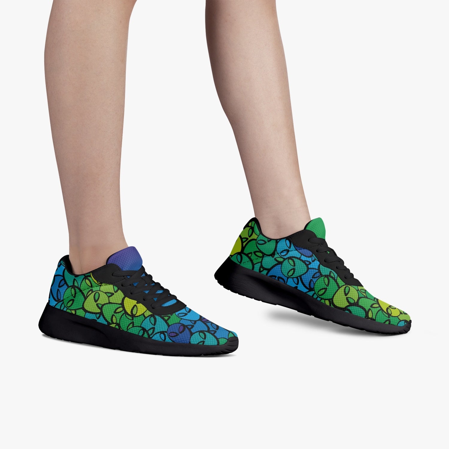 Weirdo | Weird, lifestyle mesh running shoes for woman who like aliens! These shoes have aliens printed all over the shoes.