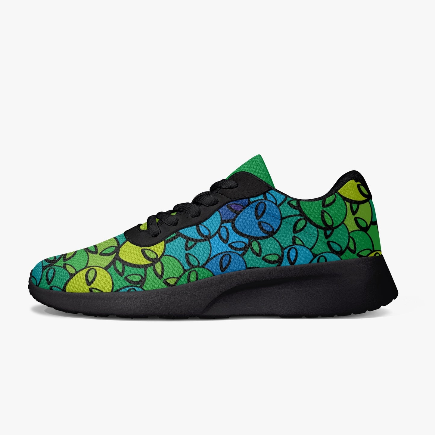 Weirdo | Black shoes with aliens! These lifestyle mesh running shoes for women have aliens printed all over the shoes and are a bit different from each other.