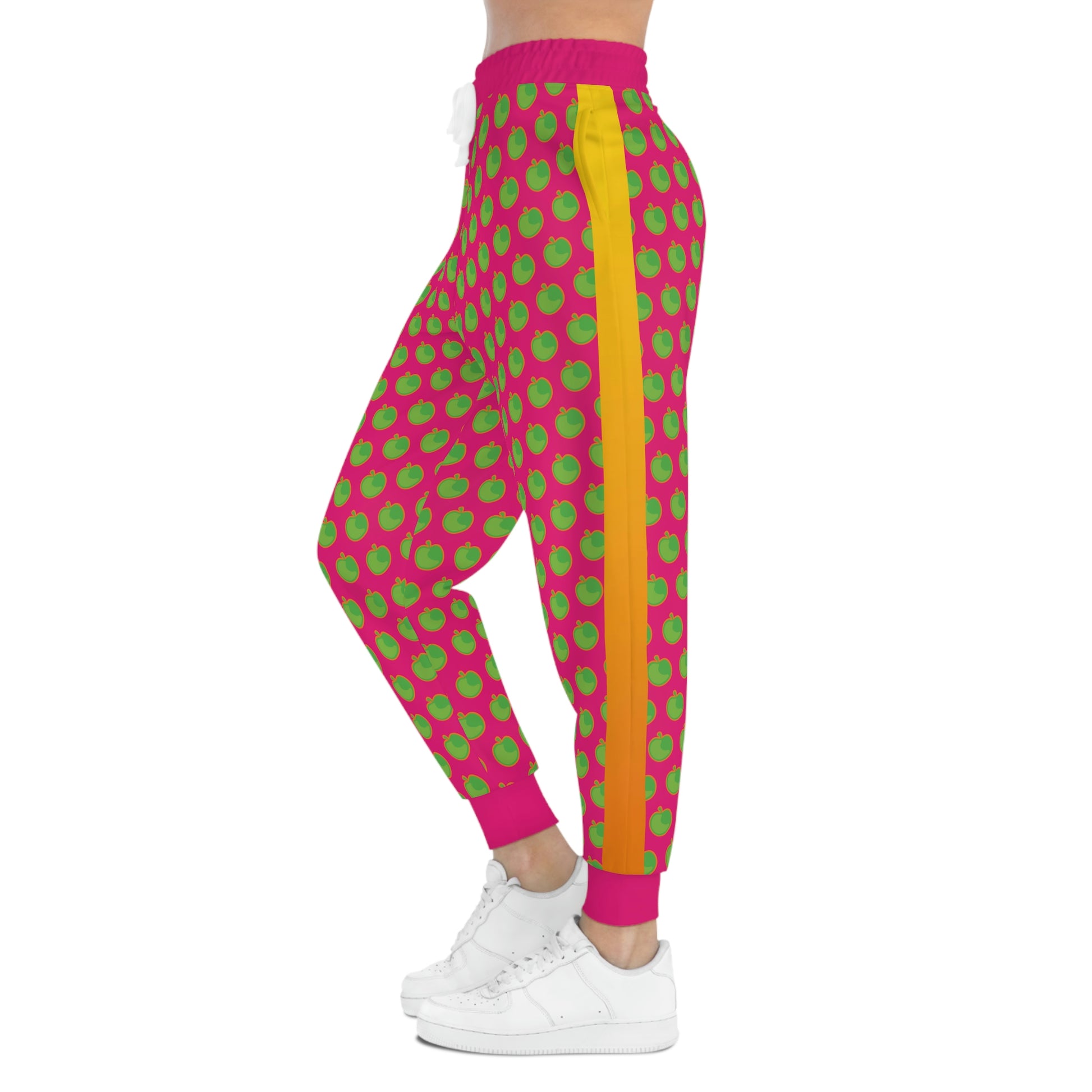 Weirdo | This athletic joggers for a woman, is pink and has apples printed all over the jogging pants. These joggers are ideal to chill in or to go for a jog.