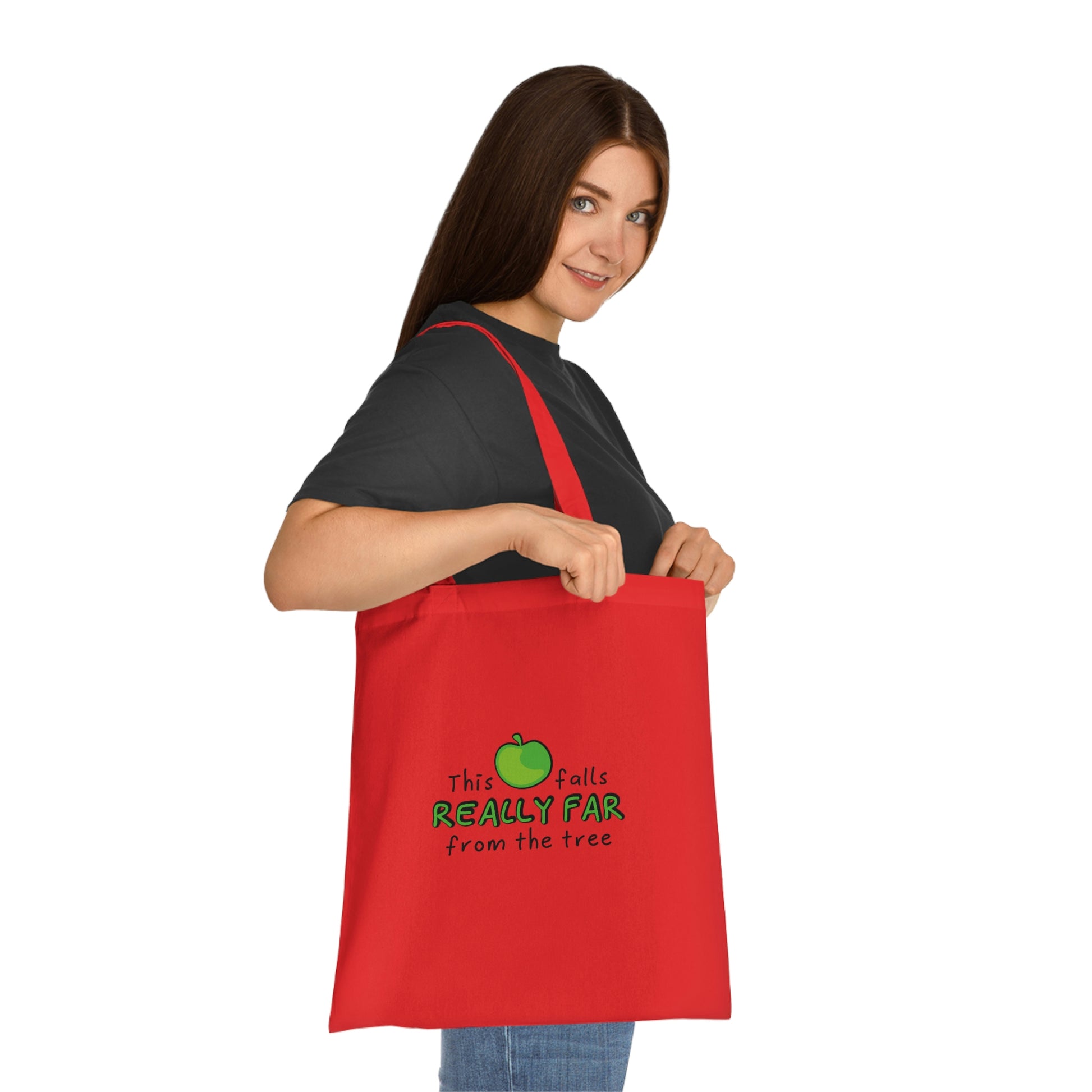 Weirdo | Red, 100% cotton tote bag to do some shopping! This cotton bag has our funny meme written at the front of the bag: This apple falls really far from the tree.