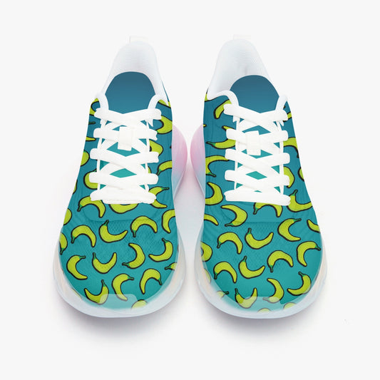 Weirdo | Awkward sneakers for women who wanna spice up their feet! This blue/turquoise sneakers have hot green peppers printed on them and have colorful soles.