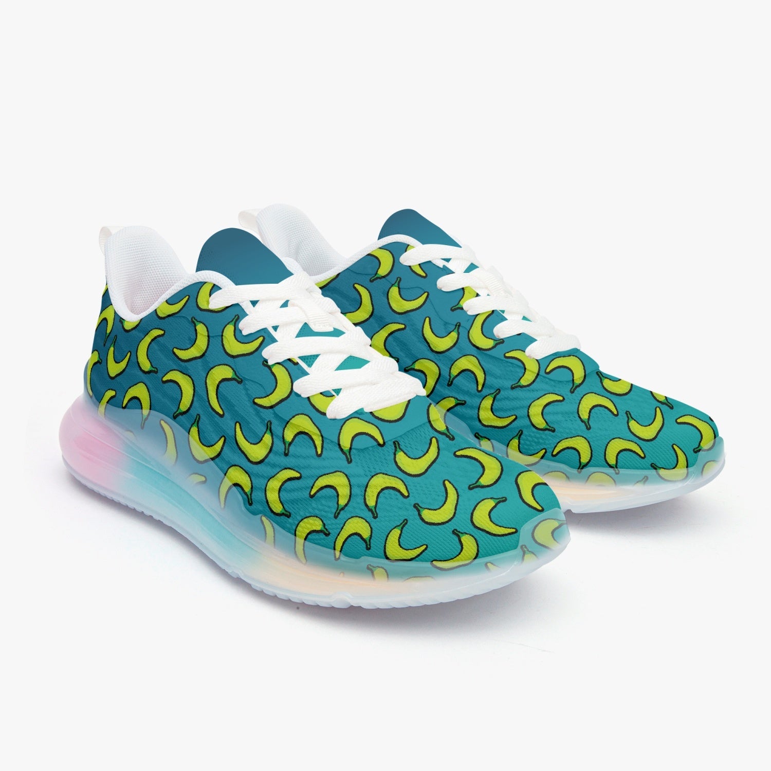 Weirdo | These awesome sneakers for women are lightweight and are made to spice up your feet! These blueish sneakers have green peppers printed on them.