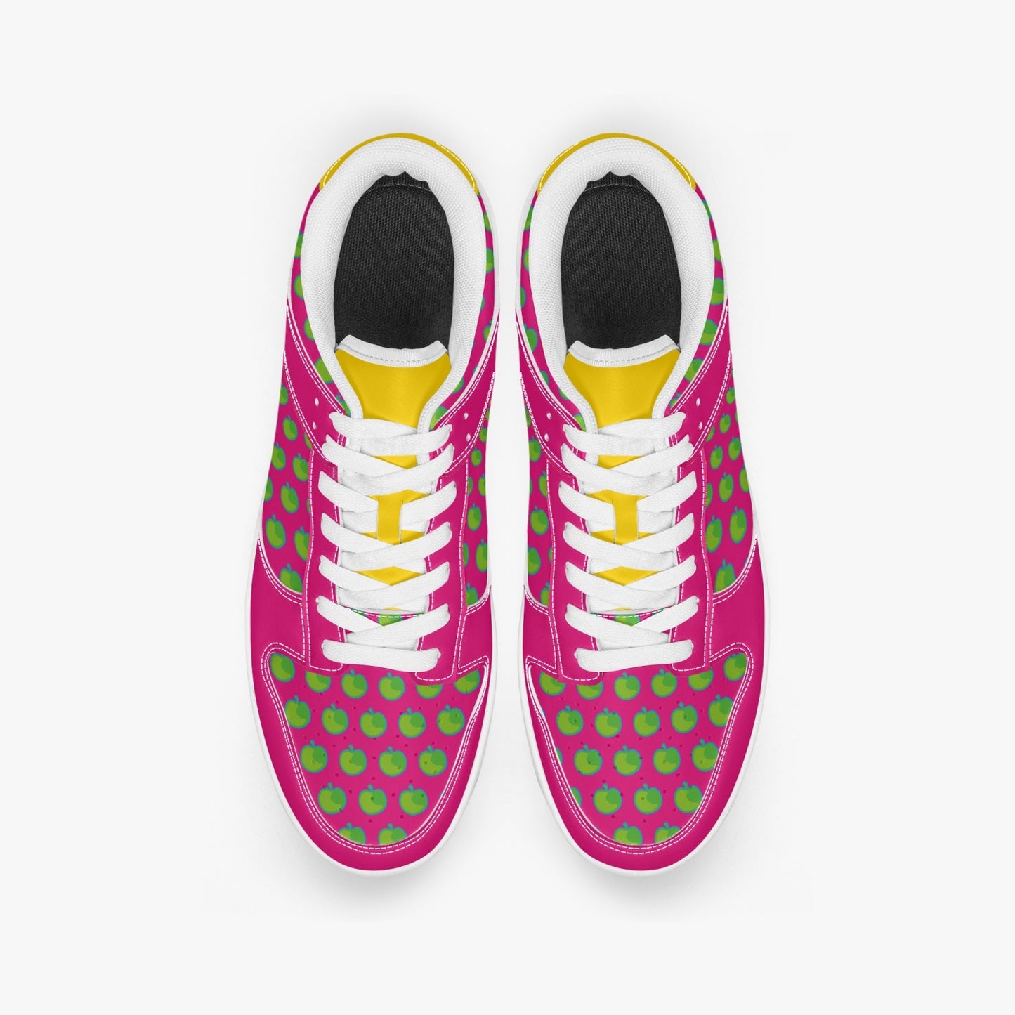 Weirdo | Color up your feet with these women’s leather sneakers! The green apples are really contrasting with the pink color of the sneakers.