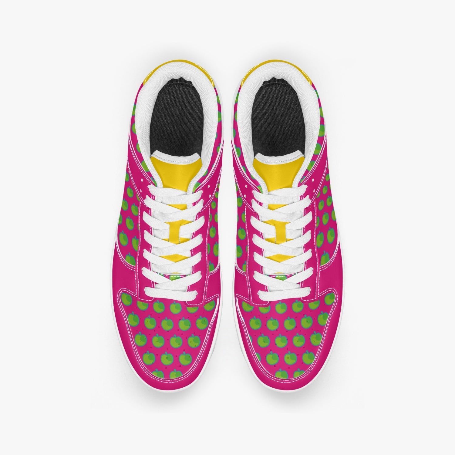 Weirdo | Color up your feet with these women’s leather sneakers! The green apples are really contrasting with the pink color of the sneakers.