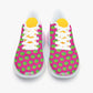 Weirdo | These lightweight air cushion sneakers for women are really colorful! The sneakers are pink with apples printed all over. Also the soles of the shoes have colors in them.