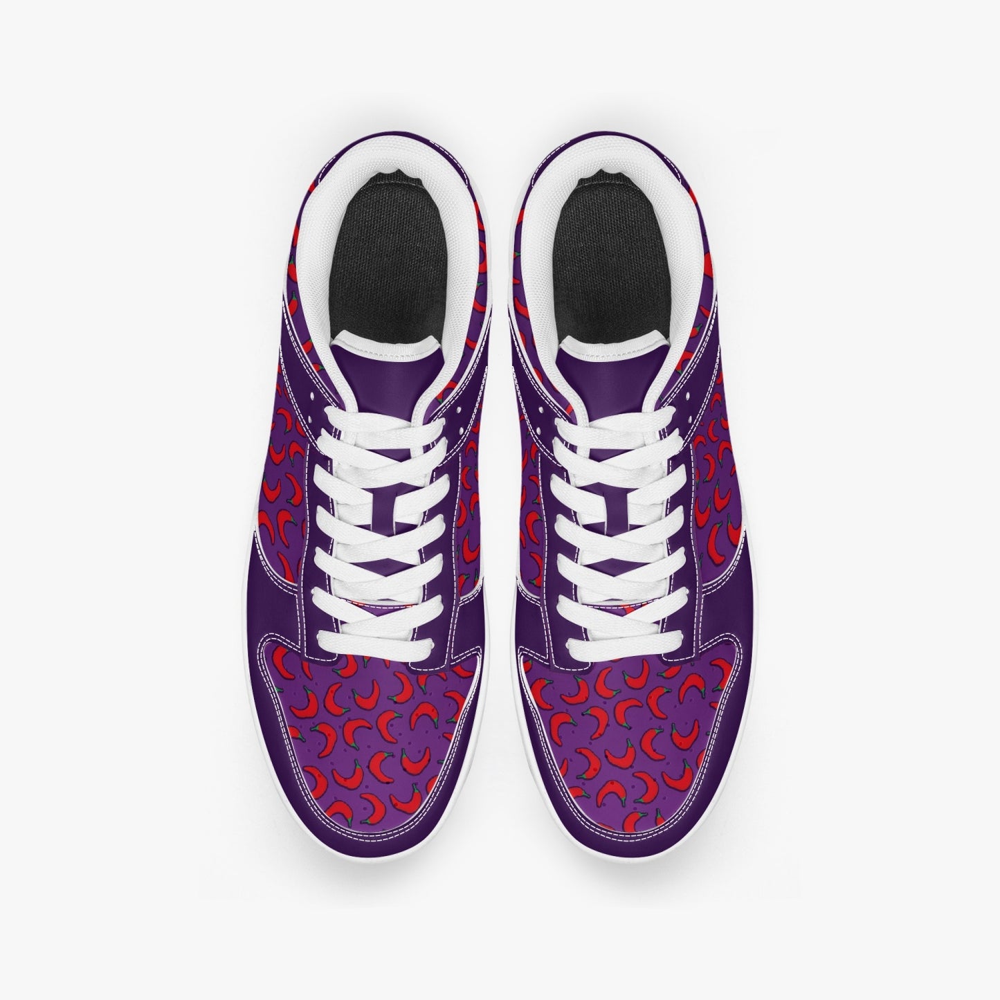 Weirdo | For weird sneakers with funny patterns or memes, hashtagweirdo is the online gift store for you! These leather sneakers are purple with contrasting red peppers.