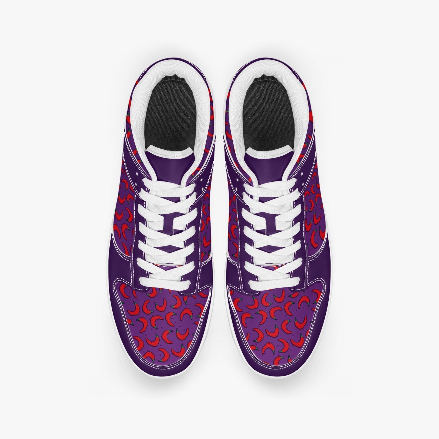 Weirdo | For weird sneakers with funny patterns or memes, hashtagweirdo is the online gift store for you! These leather sneakers are purple with contrasting red peppers.