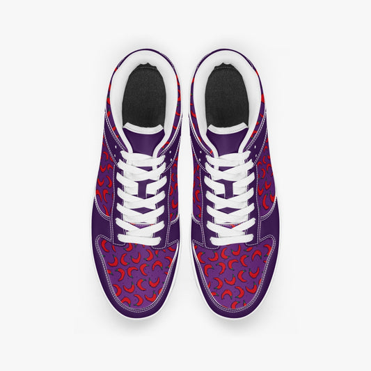 Weirdo | For weird sneakers with funny patterns or memes, hashtagweirdo is the online gift store for you! These leather sneakers are purple with contrasting red peppers.