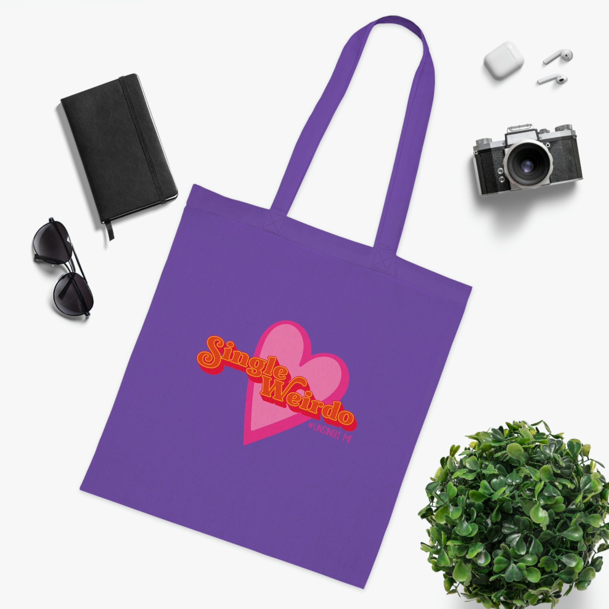 Weirdo | Single? Weird? Check out this awesome tote bag! This purple tote bag is 100% cotton and ideal for you daily shopping if you are a single weirdo!