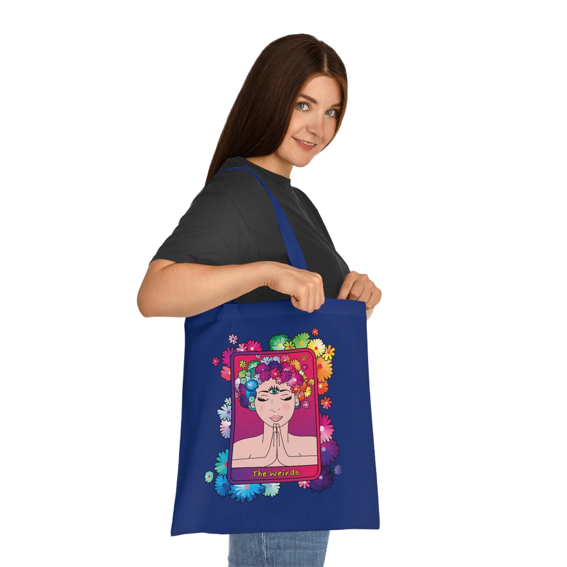 Weirdo | Tote bag for spiritual people! This blue tote bag is 100% cotton and has the Weirdo tarot card displayed at the front of the bag.