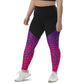 Weirdo | Women’s sports leggings that look so awesome and weird! The legging is black at the top and squat proof for the gym, and has pink and purple color at the bottom with eggplant pattern.