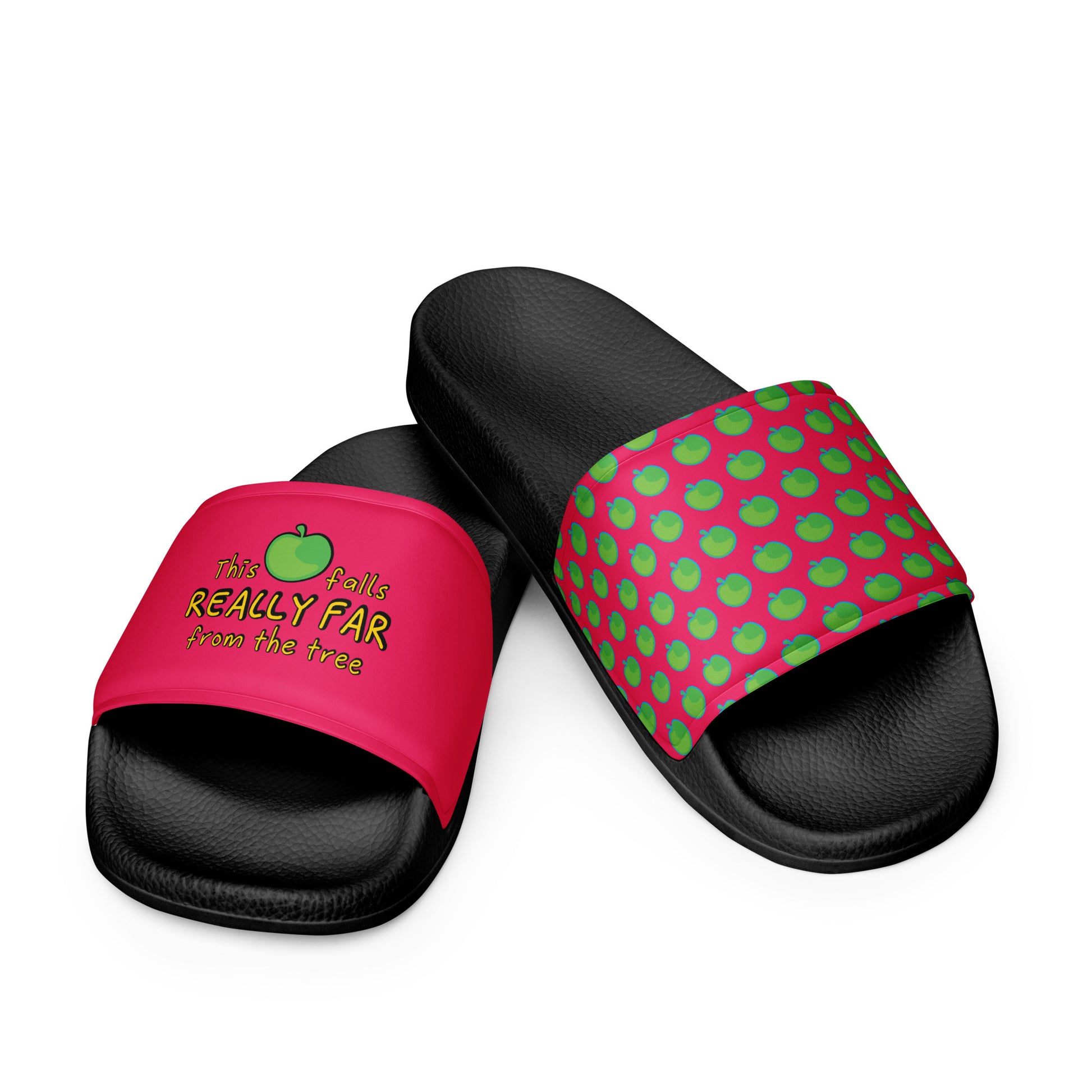 #WEIRDO | Slides for women! 2 different slides with on the one slide the apple pattern and the other slide the fun meme: This apple falls really far from the tree